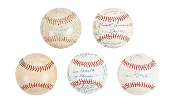 Lot of (5) Detroit Tigers Multi-Signed Baseballs Including Kaline/Kell/Harwell, All-Time Tigers, & 1948, 1951 & 1974 Team-Signed (Beckett PreCert)